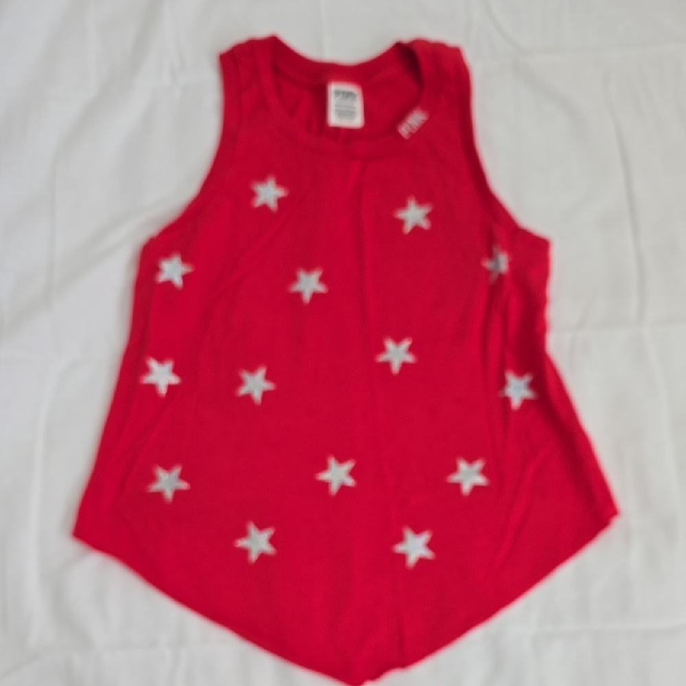 Red Tank Top with Star Accents
